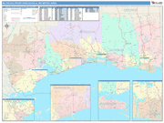 Biloxi-Gulfport-Pascagoula Metro Area Wall Map Color Cast Style